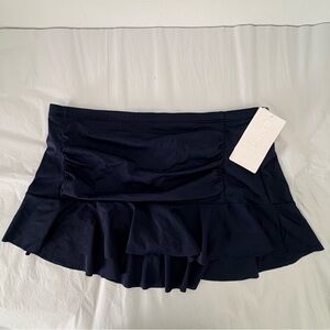 Athleta | Shirred Ruffle Swim Skirt | Sz L | Navy | NWT